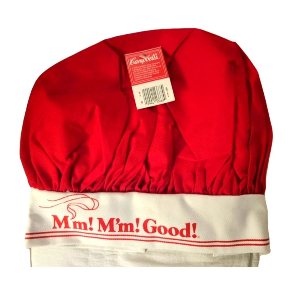 NWT Vintage Campbell's Soup Chef Hat Red 1990 Baking Mm Mm Good Promo Advertisin